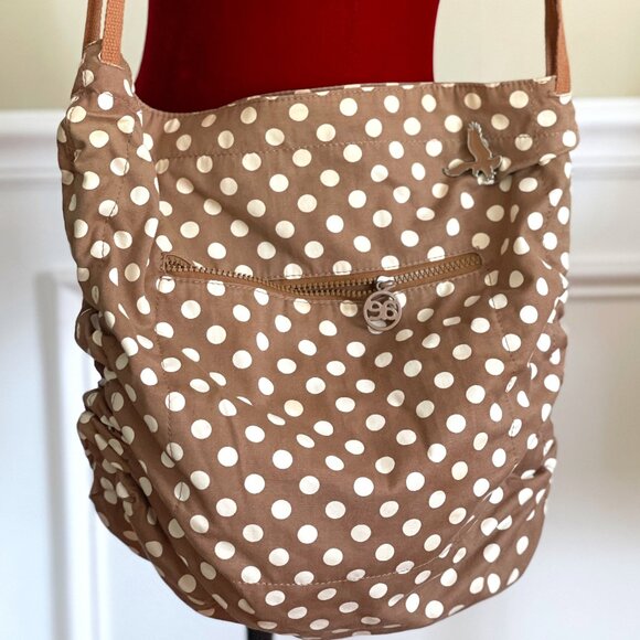 ⭐️HOST PICK⭐️ American  Eagle Taupe Polka Dot Canvas Cross Body Bag - Picture 1 of 15